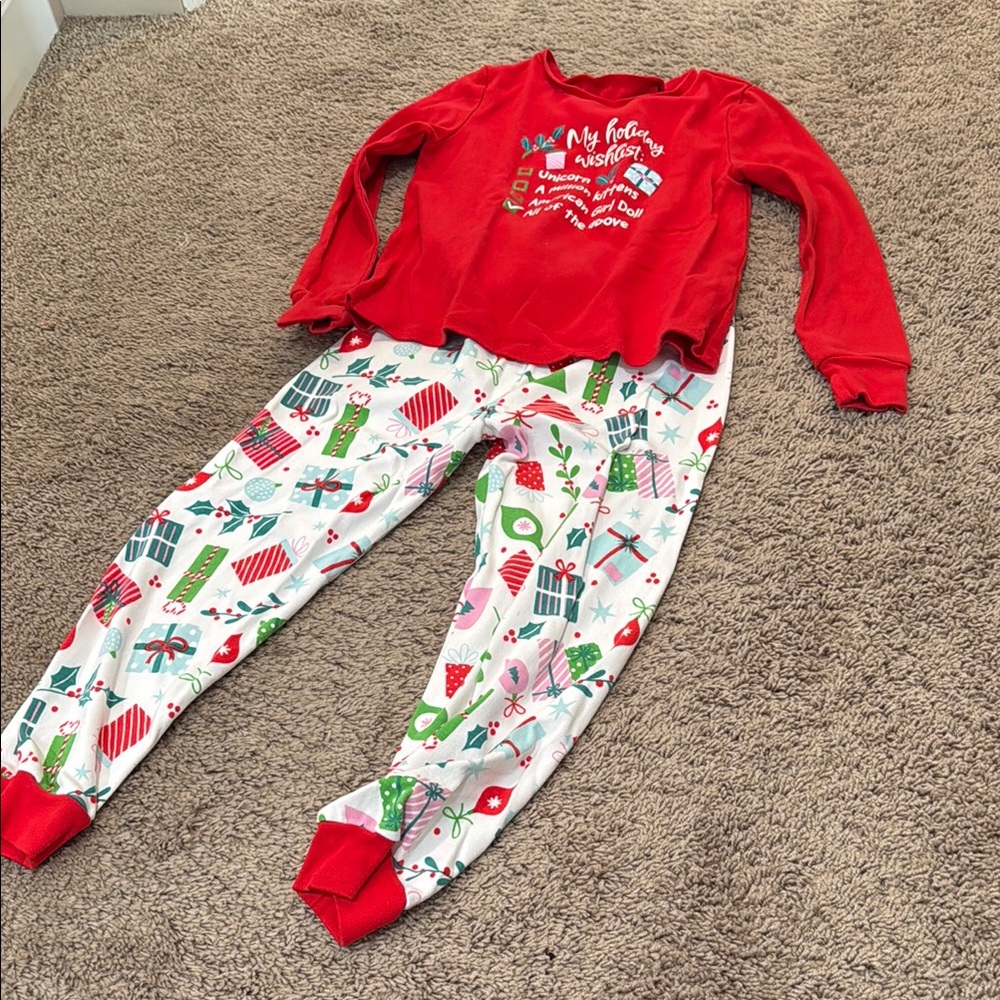 American Girl Red and White Pajama Set Festive Design